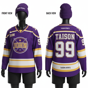 Jersey de Hockey sobre Hielo para Mujer, Tejido Interlock de Poliéster GSM, Estilo Panel Azul, Blanco y Naranja, Transpirable, Sublimación, Logotipo del Equipo, Nombre Personalizado - Product Image 4