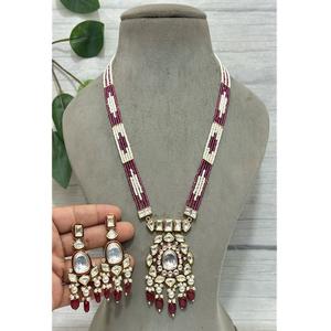 Elegante Juego de Collar con Colgante de Perlas Kundan y Moissanita de Primera Calidad para Bodas y Fiestas para Mujer - Product Image 2