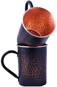 Tasses à Moscow Mule modernes de 18 oz en cuivre martelé avec doublure en acier inoxydable 304 et poignées en laiton doré - Product Image 3