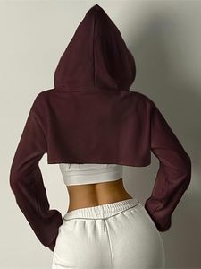 Sudadera con Capucha Casual de Invierno para Mujer, Color Borgoña, Tejido de Felpa, con Bolsillos, Tela de Poliéster Transpirable, Largo Regular, Mangas Completas - Product Image 1