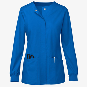 Veste d'uniforme d'infirmière OEM à prix de gros, col rond, manches longues, poignets côtelés, poches plaquées, vestes de travail en gros - Product Image 5