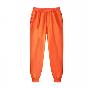Ensemble de survêtement unisexe orange à capuche 100% polyester respirant et léger en polaire, manches longues, fermeture à cordon, poches latérales - Product Image 2