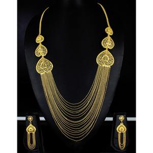 Ecklace-Conjunto de joyería de Latón chapado en oro puro, collar de alta calidad con diseño de los UAE Dubai - Product Image 3