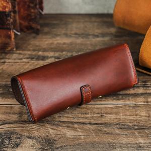 Étui à lunettes en cuir de vachette véritable souple, pochette de luxe fine faite à la main, housse de voyage pour lunettes de lecture LGC-0124 - Product Image 3