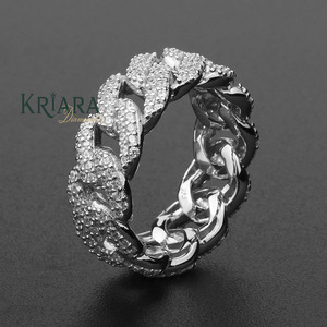 Anillo de Diamante Cultivado en Laboratorio, Oro Blanco con Baño de Rodio 925, Corte Brillante Redondo, Estilo Hiphop, Unisex, Uso Diario - Product Image 5