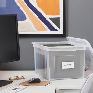 Clear Hanging <b>File</b> Folder <b>Box</b> with Snap Lid Storage Bin Organizer for Letter and Legal Size Documents - Product Image 2
