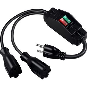 Cavo di Prolunga per Esterni Resistente con Interruttore On/Off a 2 Vie, 3 Poli SJTW 14AWG 15A/125V 18AWG 10A, Sdoppiatore per Esterni a 3 Poli - Product Image 1