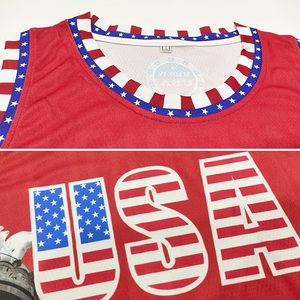 Camiseta de Baloncesto de EE. UU. con Estampado Sublimado de la Estatua de la Libertad, Roja, Unisex, para Adultos, de Secado Rápido, de Poliéster - Product Image 3