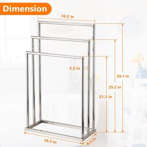 Porte-serviettes de salle de bain en acier inoxydable finition chromée, support de séchage pour serviettes, idéal pour la salle de bain, l'extérieur et le bord de piscine, également support pour couvertures - Product Image 5
