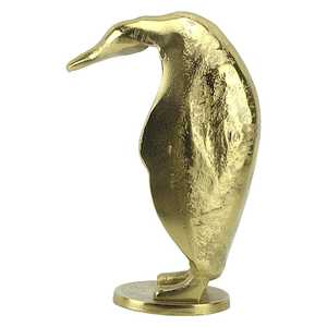 21cm H X 15cm W X 10cm L Golden Penguin Sculpture Artistic Tabletop <b>Decor</b> Modern Design Eco-Friendly Durable Handmade Aluminium - Product Image 4