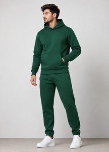 Ensemble de survêtement décontracté pour homme, sweat-shirt à capuche gris uni et pantalon de survêtement, tenue en deux pièces à manches longues - Product Image 2