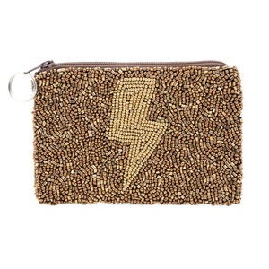 Bolso de mano tipo clutch con diseño de rayo y cuentas, bordado con cuentas de semillas, hecho a mano, de lujo, para fiesta de noche - Product Image 1