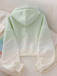 Sudadera con capucha para mujer, con lazo decorativo, cordón ajustable, manga larga, informal, corta, con bolsillo tipo canguro - Product Image 4