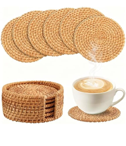 Manufacture High Quality BOHO Rattan Coaster <b>Round</b> <b>Mats</b> 400mm Table Decoration <b>Mats</b> & Pads Coaster - Product Image 6