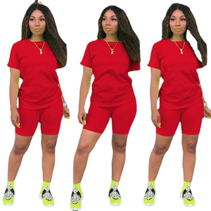 Conjunto de 2 Piezas para Mujer, Shorts y Top Deportivo de Manga Corta, Estilo Casual de Verano - Product Image 4