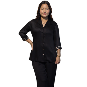 Camisa CLAIRE Negra de Algodón Giza Premium y Elegante para Mujer al Mejor Precio - Product Image 1