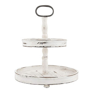 ถาดเสิร์ฟอาหารไม้2ชั้นแบบเรียบง่ายสำหรับตกแต่งบ้านไร่ถาดไม้สีดำตกแต่งเค้ก - Product Image 5