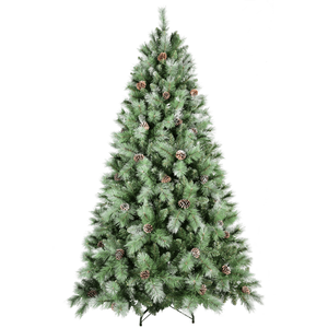 Sapin de Noël Artificiel Haut de Gamme 1,5 m (5ft) 694PVC/Aiguilles Rigides Mixtes avec Cône de Pin et Base Pliante à Charnières Vert pour les Fêtes - Product Image 1