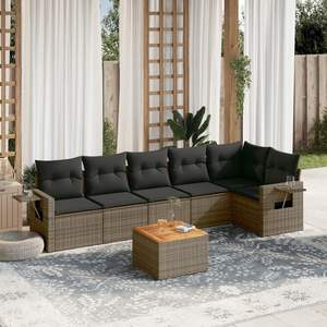 Conjunto de Sofás de Jardín Gris Oscuro, 6 Plazas, Muebles de Ratán para Exteriores, Diseño Contemporáneo - Product Image 3