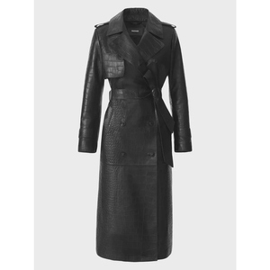 Manteau en cuir véritable pour femme, veste longue élégante, vêtement d'extérieur sur mesure de qualité supérieure, fabricant - Product Image 1