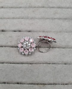 Elegant Starburst Floral Green Stone <b>Ring</b> Sparkling CZ Diamond Micro Pave American Diamond <b>Adjustable</b> Cocktail <b>Ring</b> Wholesale - Product Image 4