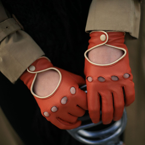 Custom Leather Unisex Driving <b>Gloves</b> Vintage Genuine Leather Racing Breathable Cycling Outdoor Sports Non-Slip <b>Gloves</b> - Product Image 2