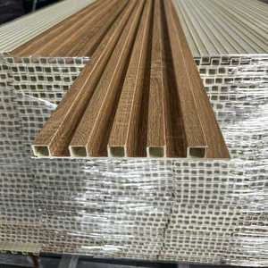 WPC Wood Grain <b>Wall</b> <b>Panel</b> Striped Design Modern Indoor Decoration Waterproof Surface Finish - Product Image 1