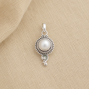 925 <b>Sterling</b> <b>Silver</b> Freshwater <b>Pearl</b> Pendant <b>Necklace</b> Handmade Vintage Beaded Charm Rose Gold Yellow Gold Plated Bezel Setting - Product Image 5