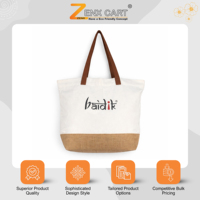 Sac de courses en toile Baidik de haute qualité 310 GSM, grand sac de plage 15x14 en jute laminé avec poignée en cuir, logo personnalisé, Inde, prix bas