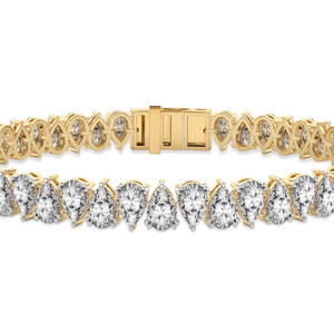 Classy And Trendy Stylish 14k/18k <b>SOLID</b> <b>Gold</b> Jewellery Marion Pear Lab Diamond Tennis Bracelet Sparkling Bridal Wedding Gift - Product Image 4