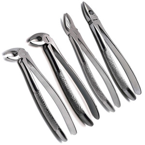 Ensemble de forceps d'extraction dentaire en gros, en acier inoxydable, avec poignée moletée, instruments chirurgicaux manuels de classe I - Product Image 1