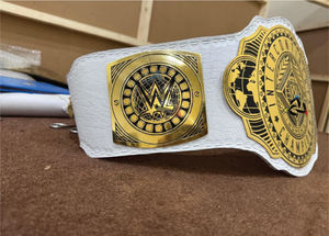 Ceinture de championnat intercontinental W-W-E personnalisée pour femmes, en laiton, pour adulte, 4 mm - Plaques métalliques plaquées or et sangle en cuir - Product Image 5