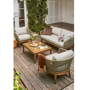 ชุดโซฟาไม้สักธรรมชาติสำหรับกลางแจ้ง เฟอร์นิเจอร์ลานบ้าน ชุดพักผ่อนในสวนหลังบ้าน ผู้จัดจำหน่ายไม้สักจากอินโดนีเซีย - Product Image 1