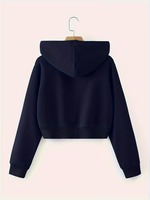 Sweat-shirt à capuche zippé personnalisé pour femme, manches longues, couleur unie, décontracté, anti-boulochage, coupe régulière, en tissu tricoté