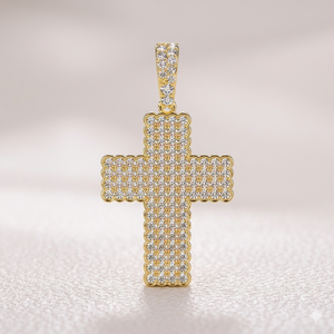Custom iced Trendy 10K <b>Solid</b> <b>Gold</b> Jesus Cross Necklace Moissanite Diamond Christian Religious Jewelry Fine <b>Pendants</b> Charms Gifts - Product Image 1