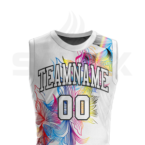 ชุดบาสเก็ตบอลสำหรับเด็กและผู้ชาย ชุดวอร์มตาข่ายแบบกำหนดเอง เสื้อยืด กางเกงขาสั้นมีกระเป๋า ชุดลายกราฟิกสำหรับใส่เล่นบาสเก็ตบอลที่บ้าน - Product Image 4