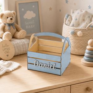 Natural Wooden Eco-Friendly Modern Organizer <b>Basket</b> Handles Decorative <b>Storage</b> Container for Fruits Vegetables <b>Toys</b> Accessories - Product Image 1