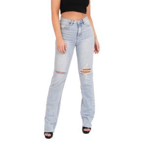 Mujer Jean's Belle Femme Stretch Denim Fabric jeans de cintura alta Slim Fit High Rise Ladies Straight Leg Jeans a granel Pantalones de mujer - Product Image 3