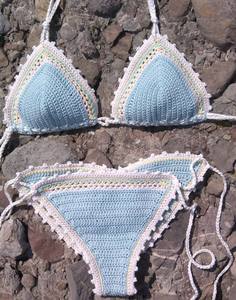 Ensemble de bikini au crochet fait main en bleu clair Sea Foam - Product Image 1