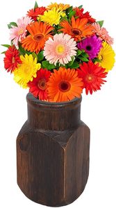 Vase de table en bois Art Déco fait main avec décor floral en relief pour mariage et décoration intérieure - Product Image 6