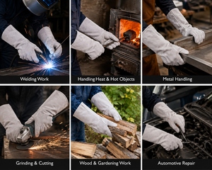 Guantes de Trabajo de Seguridad Industriales Resistentes de Cuero Vacuno de Primera Calidad, para Construcción, Manejo General, Impermeables - Product Image 3