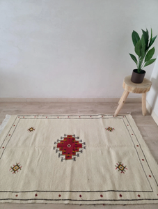 Tapis noué à la main de luxe marocain en laine orange et blanche, rembourré, résistant aux taches, antidérapant, pour prière, salon, hôtel, lavable à la main - Product Image 2