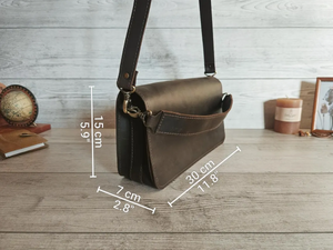 Women Vintage Leather Handbags Handmade Brown Crossbody Purse Shoulder Wrist Bag Clutch Handbag Gift for Her Elegant - Product Image 6
