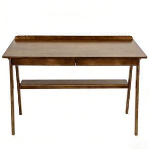 Scrivania Moderna Stile Mid-Century con 2 Cassetti e Ripiano Portaoggetti in Legno Massello e MDF per Ufficio Domestico e Spazi Ridotti, Ideale per Hotel - Product Image 4