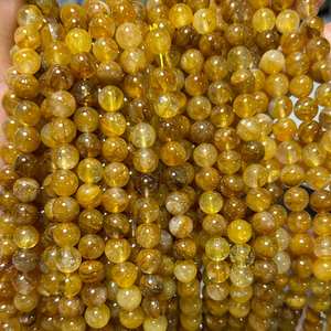 Cuentas de cuarzo hematoides amarillas, cuentas redondas de cristal natural, hebra de cuentas para hacer joyas, manualidades DIY - Product Image 4