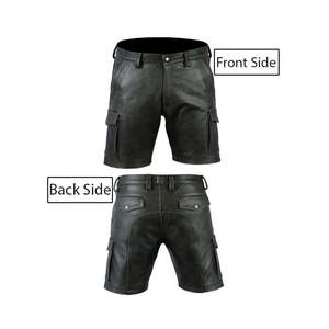 Shorts en cuir véritable pour hommes de qualité supérieure, écologiques, service OEM, style streetwear tendance et décontracté - Product Image 3