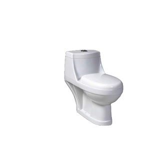 GROWARE Siège de toilette moderne une pièce allongé WC Blanc Siège de toilette une pièce en céramique design - Product Image 1