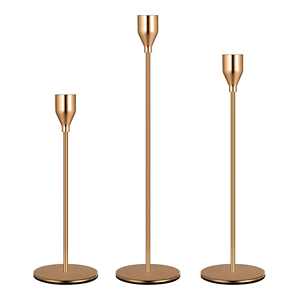 Ensemble de bougeoirs coniques en métal doré style nordique, support de bougie pilier vintage en laiton, centre de table pour mariage et décoration intérieure - Product Image 3