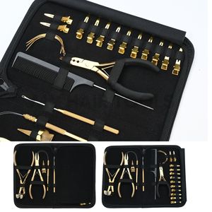 Kit complet d'outils pour extensions capillaires avec pince à pression pour bandes adhésives, pince à sertir micro-perles à trois trous, enfileur de boucles capillaires et crochet de tirage - Product Image 6