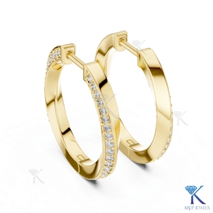 Pendientes de Aro con Diamantes CVD Cultivados en Laboratorio, Diseño Trenzado, Engastados en Oro Sólido de 14K, Joyería Fina de Lujo para Mujer, Boda, Novia - Product Image 2